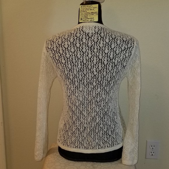 🌍#819 NWOT Columbia PS White Eyelet Cotton Cardigan - Picture 14 of 16